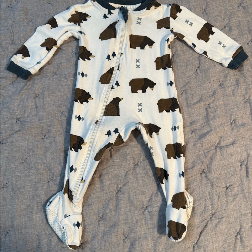 White Bear-Print Footed One-Piece Pajamas for Kids